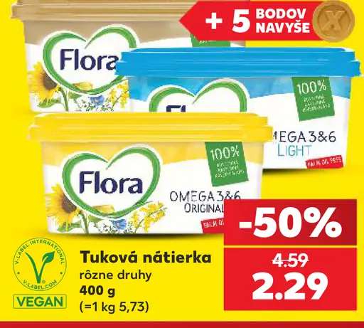 Flora tuková nátierka, rôzne druhy: Omega 3&6 Original a Omega 3&6 Light