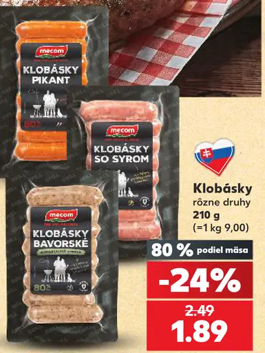 Mecom Klobásky rôzne druhy