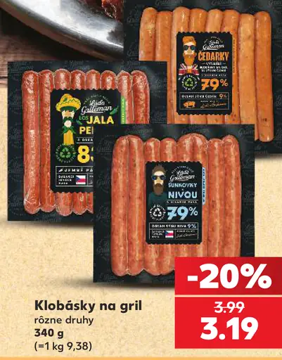 Klobásky na gril rôzne druhy