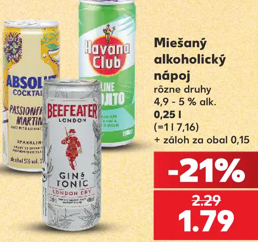 Miešaný alkoholický nápoj rôzne druhy
