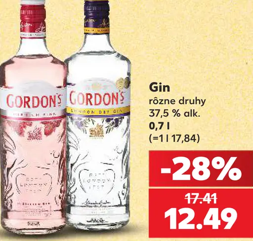 Gordon's gin rôzne druhy