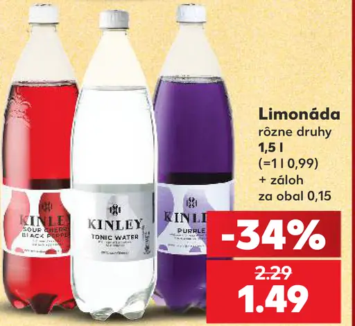 Kinley limonáda rôzne druhy