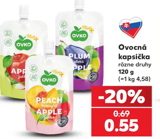 Ovko ovocná kapsička rôzne druhy