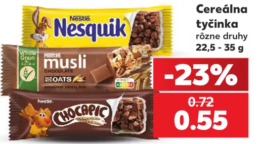 Nestlé Nesquik cereálna tyčinka rôzne druhy