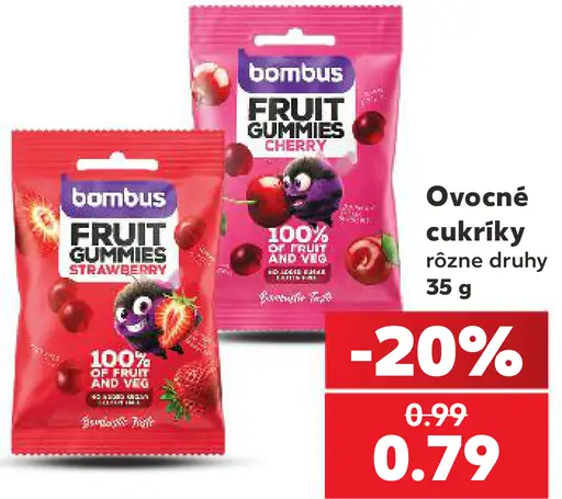 Bombus ovocné cukríky Fruit Gummies, rôzne druhy