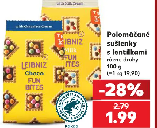 Leibniz polomáčané sušienky s lentilkami