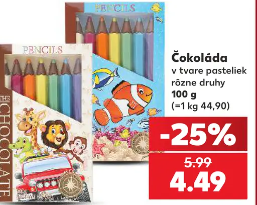 Čokoláda v tvare pasteliek, rôzne druhy