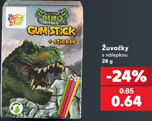 Dino Gum Stick žuvačky s nálepkou