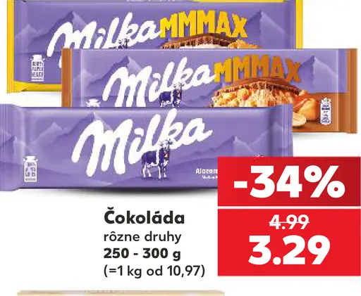 Čokoláda rôzne druhy Milka