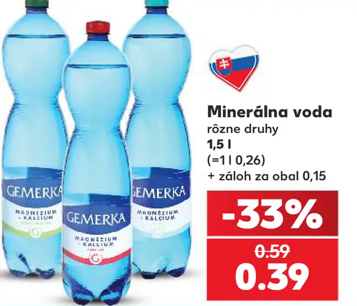 Gemerka minerálna voda rôzne druhy