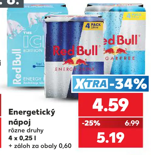 Red Bull plechovka energetický nápoj rôzne druhy