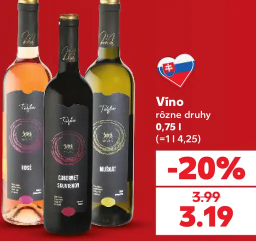 Víno rôzne druhy: Cabernet Sauvignon, Muškát a ružové víno