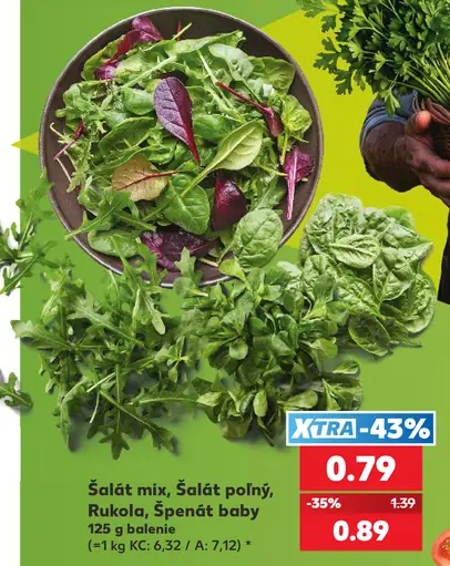 Šalát mix, špenát baby, rukola alebo šalát poľný
