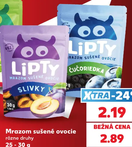 Lipty mrazom sušené ovocie – jablko, slivky, čučoriedka
