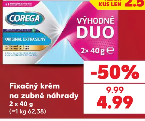 Corega Fixačný krém na zubné náhrady bez príchuti extra silný