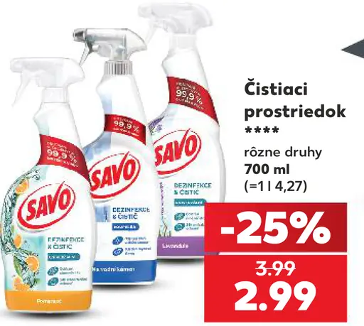Savo čistiaci prostriedok, rôzne druhy