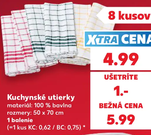 Kuchynské utierky zo 100 % bavlny