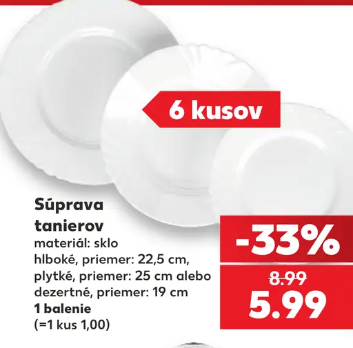 Súprava sklenených tanierov