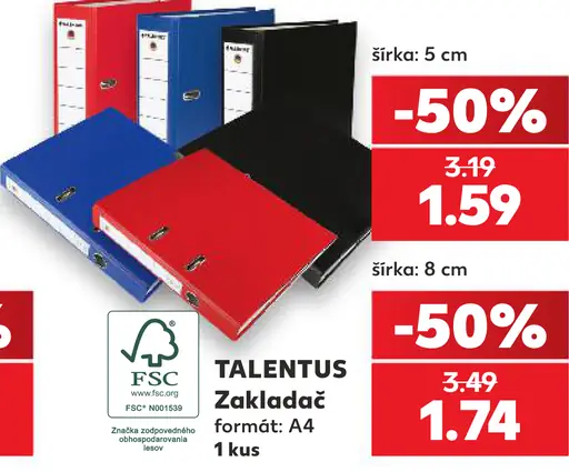 TALENTUS zakladač A4, šírka 5 cm