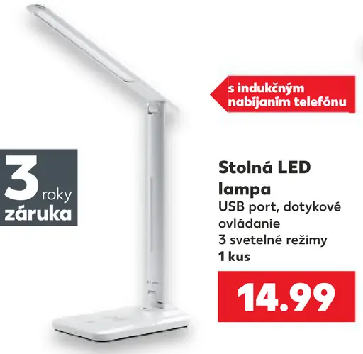 Stolná LED lampa s USB portom a dotykovým ovládaním