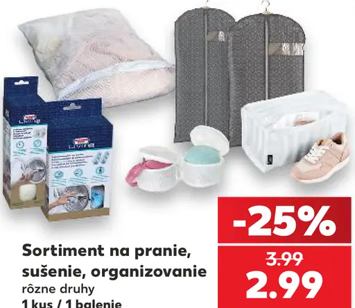 Sortiment na pranie, sušenie a organizovanie