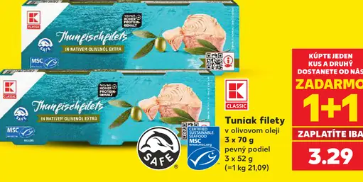 K-Classic tuniak filety v olivovom oleji konzerva