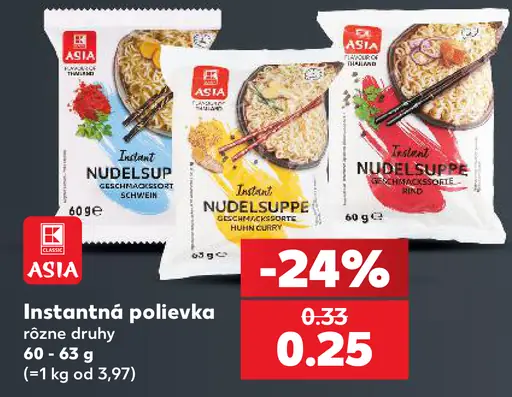 Asia instantná polievka nudelsuppe rôzne druhy