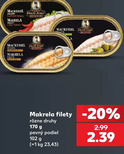 Franz Josef makrela filety, rôzne druhy