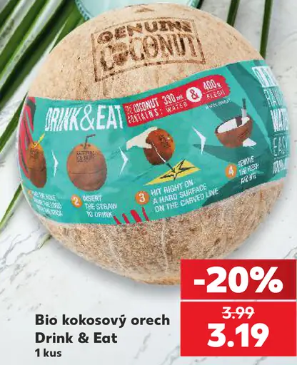 Bio kokosový orech Drink & Eat