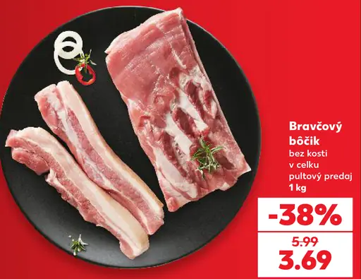 Bravčový bôčik bez kosti údený