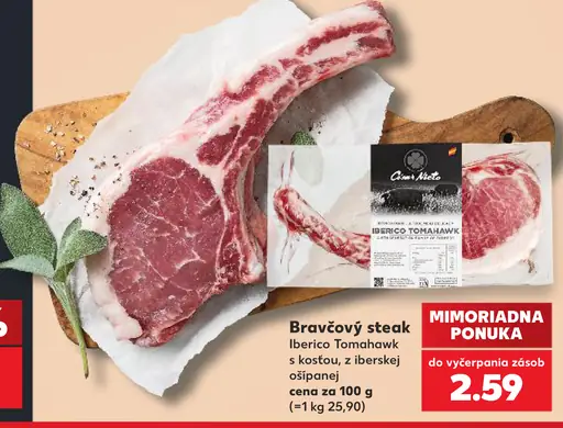 Bravčový steak Iberico Tomahawk s kosťou z iberskej ošípanej