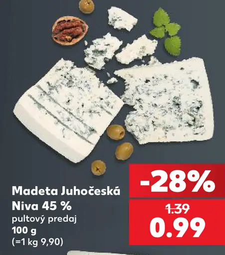 Madeta Juhočeská Niva 45 % pultový predaj