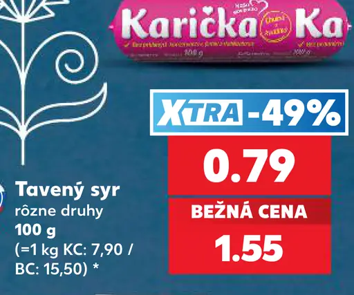 Karička Tavený syr rôzne druhy