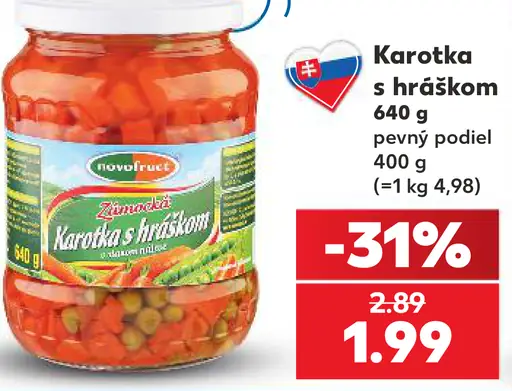 Karotka s hráškom – pevný podiel