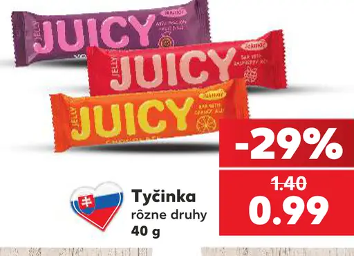 Juicy tyčinka – rôzne druhy