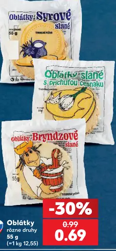 Slané oblátky syrové, s príchuťou cesnaku, bryndzové