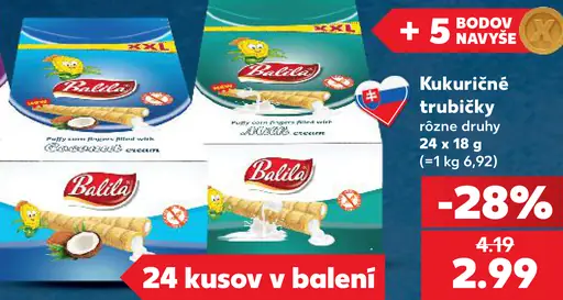 Balilta kukuričné trubičky rôzne druhy