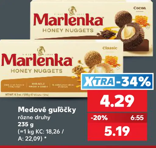 Marlenka medové guľôčky, rôzne druhy – Classic a Cocoa