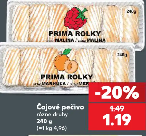 Prima rolky, čajové pečivo – malinové a marhuľové