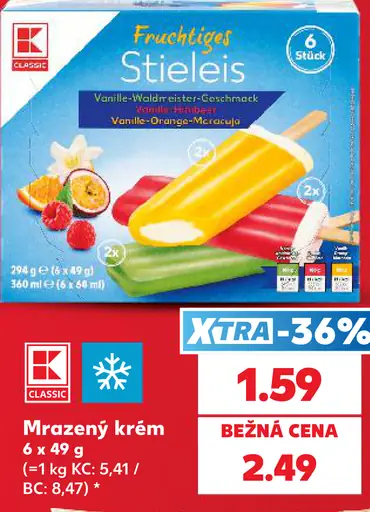 K-Classic ovocný mrazený krém – rôzne príchute