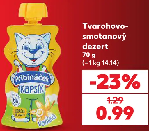 Pribináček tvarohovo-smotanový dezert kapsička vanilka