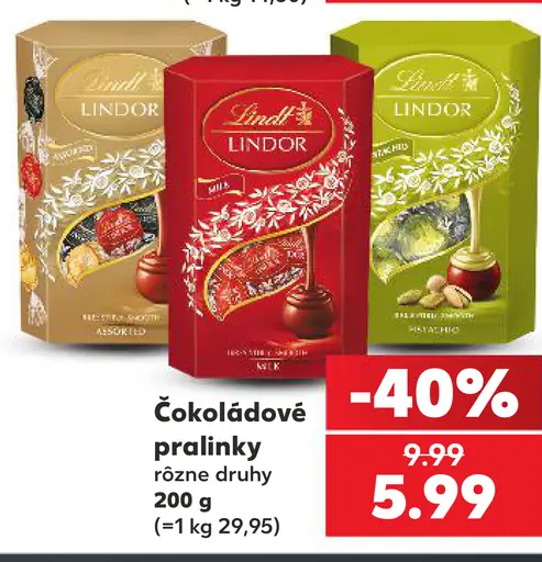 Lindt Lindor čokoládové pralinky rôzne druhy