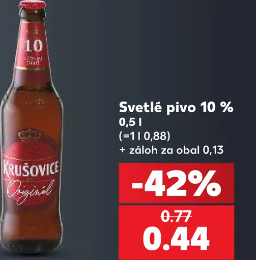 Krušovice svetlé pivo, 10 % plechovka