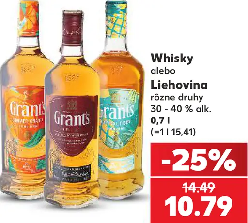 Grant's whisky alebo liehovina rôzne druhy
