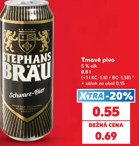 Stephans Bräu Tmavé pivo Schwarz-Bier plechovka