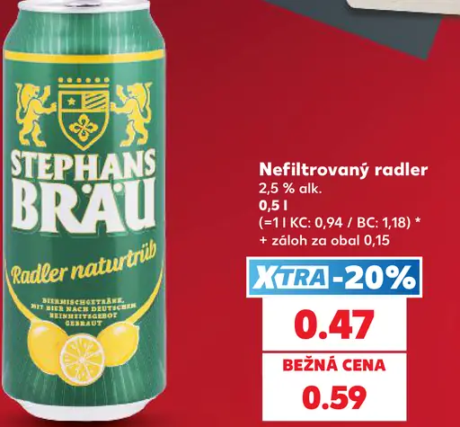 Stephans Bräu Nefiltrovaný radler Naturtrüb plechovka