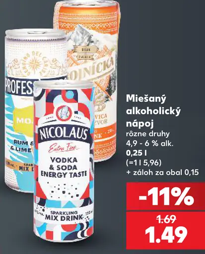 Miešaný alkoholický nápoj rôzne druhy