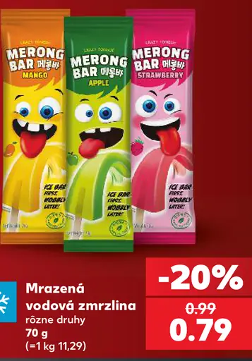 Mrazená vodová zmrzlina, rôzne druhy