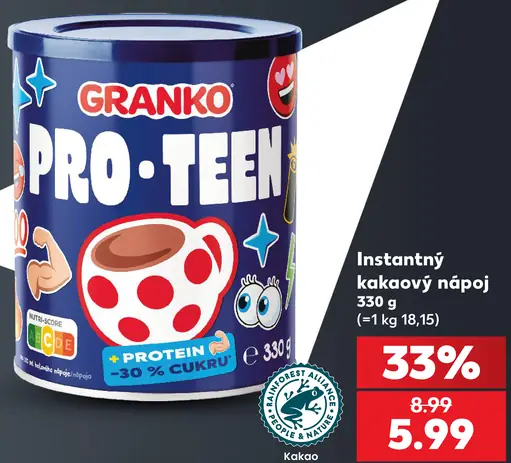 Granko PRO-TEEN instantný kakaový nápoj s kakaom