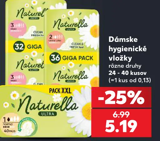 Naturella dámske hygienické vložky